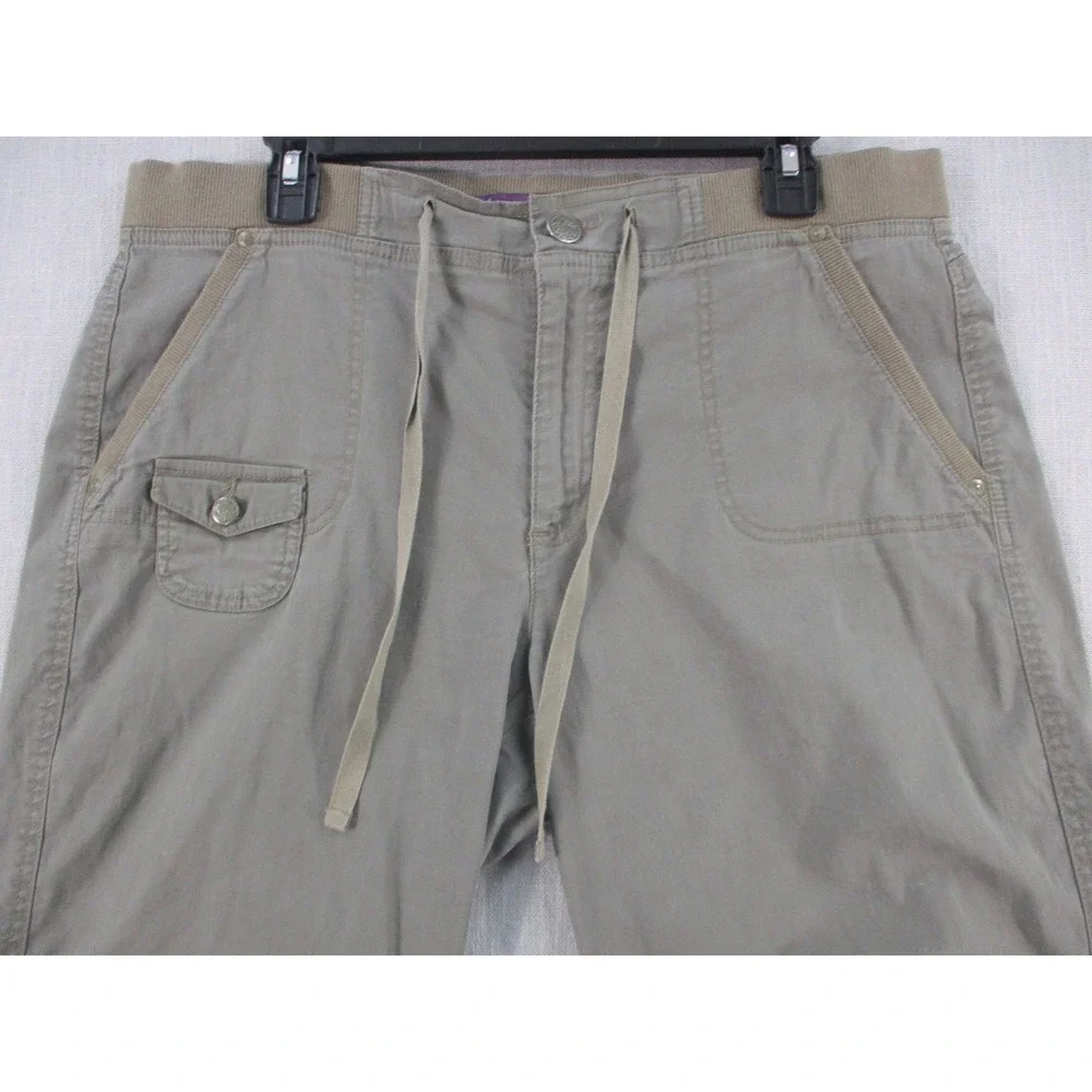 Gloria Vanderbilt Womens Cargo Shorts Olive Green Drawstring Waist Size 14